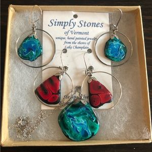 Simply Stones of Vermont Bundle - 2 sets of earrings and a pendant necklace